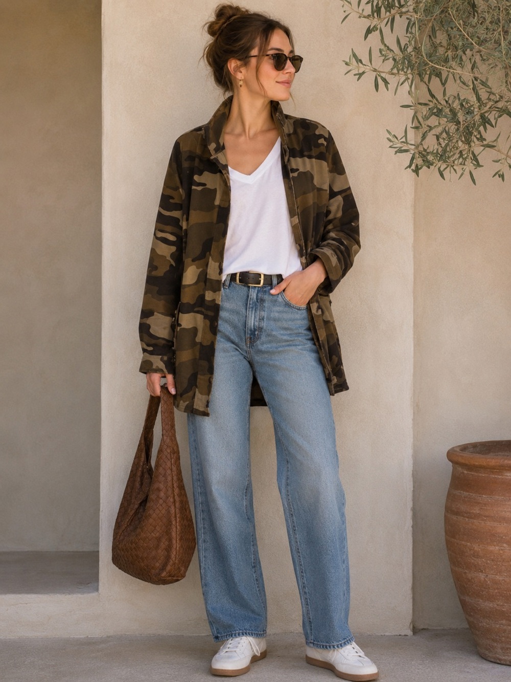 Camo military style jacket  womens size medium